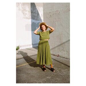 Striped Green Maxi Skirt